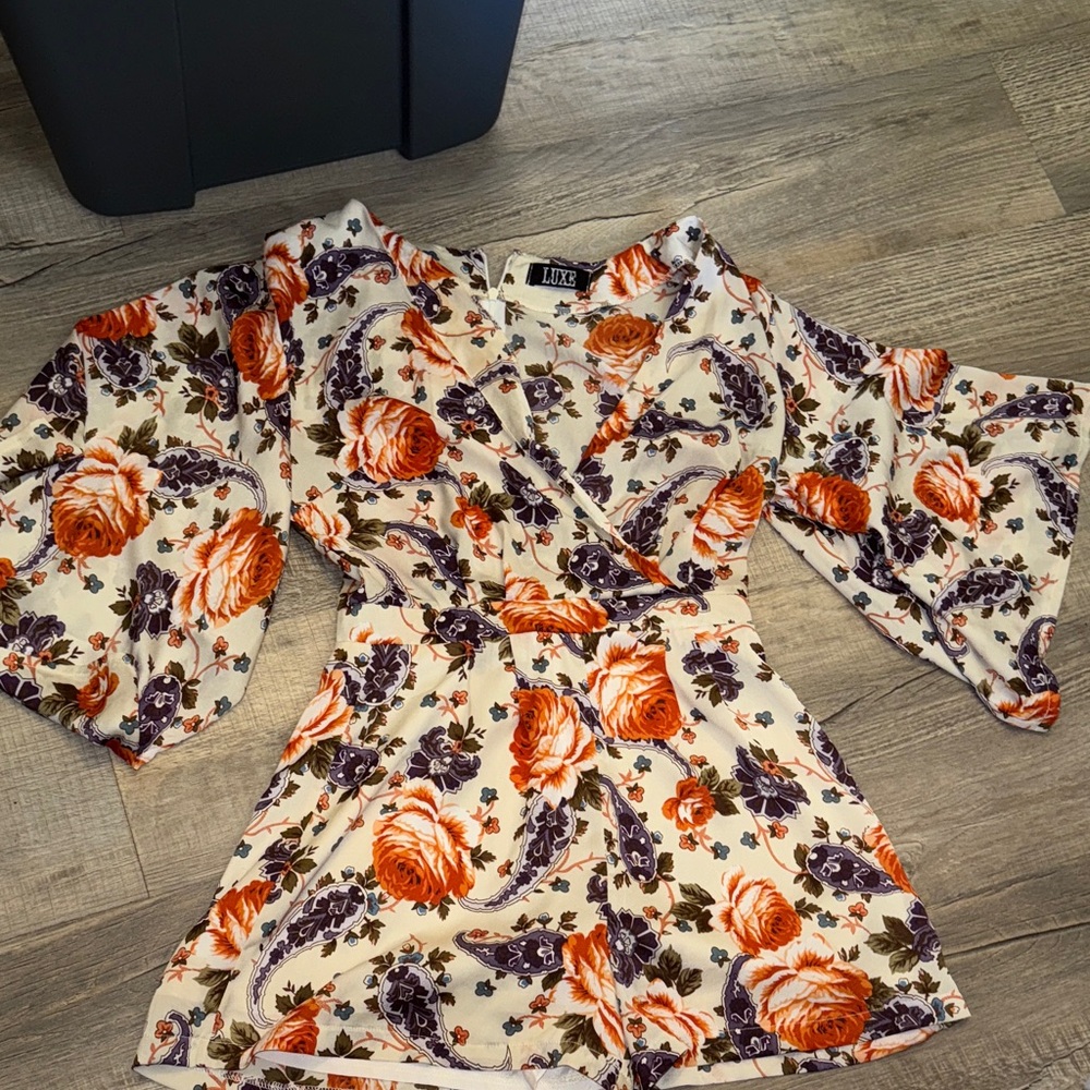 Lux Floral Romper with Bell Sleeves